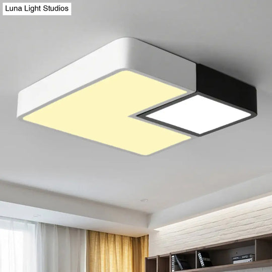Simple Metal Square Flush Mount Led Ceiling Light Fixture For Living Room In Warm/White - 11/15/19