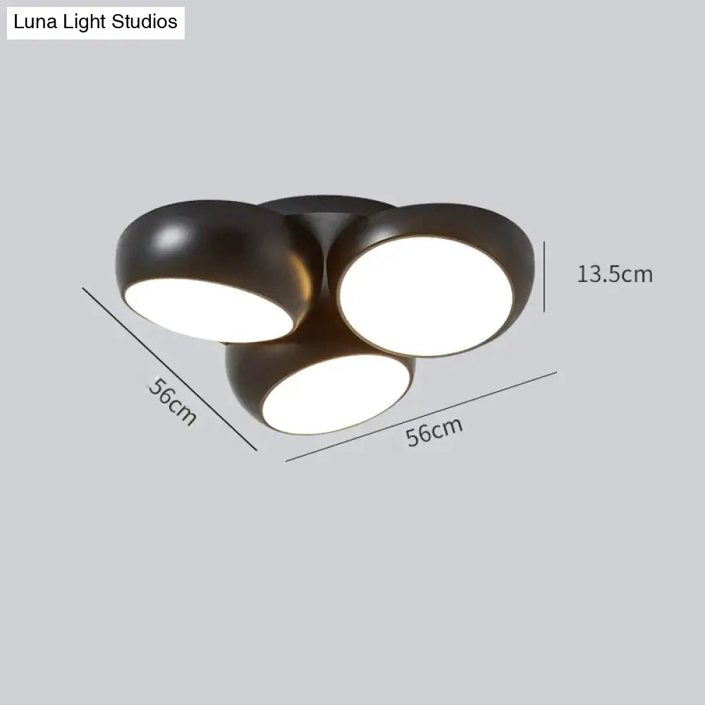 Simple Modern Atmosphere Living Room Bedroom Ceiling Lamp Black / 3 Heads Tri-Color Light