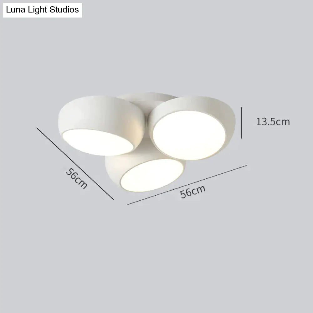 Simple Modern Atmosphere Living Room Bedroom Ceiling Lamp White / 3 Heads Tri-Color Light