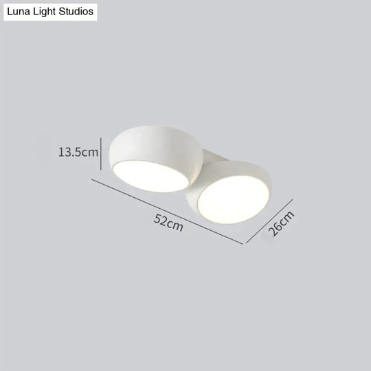 Simple Modern Atmosphere Living Room Bedroom Ceiling Lamp White / 2 Heads Tri-Color Light