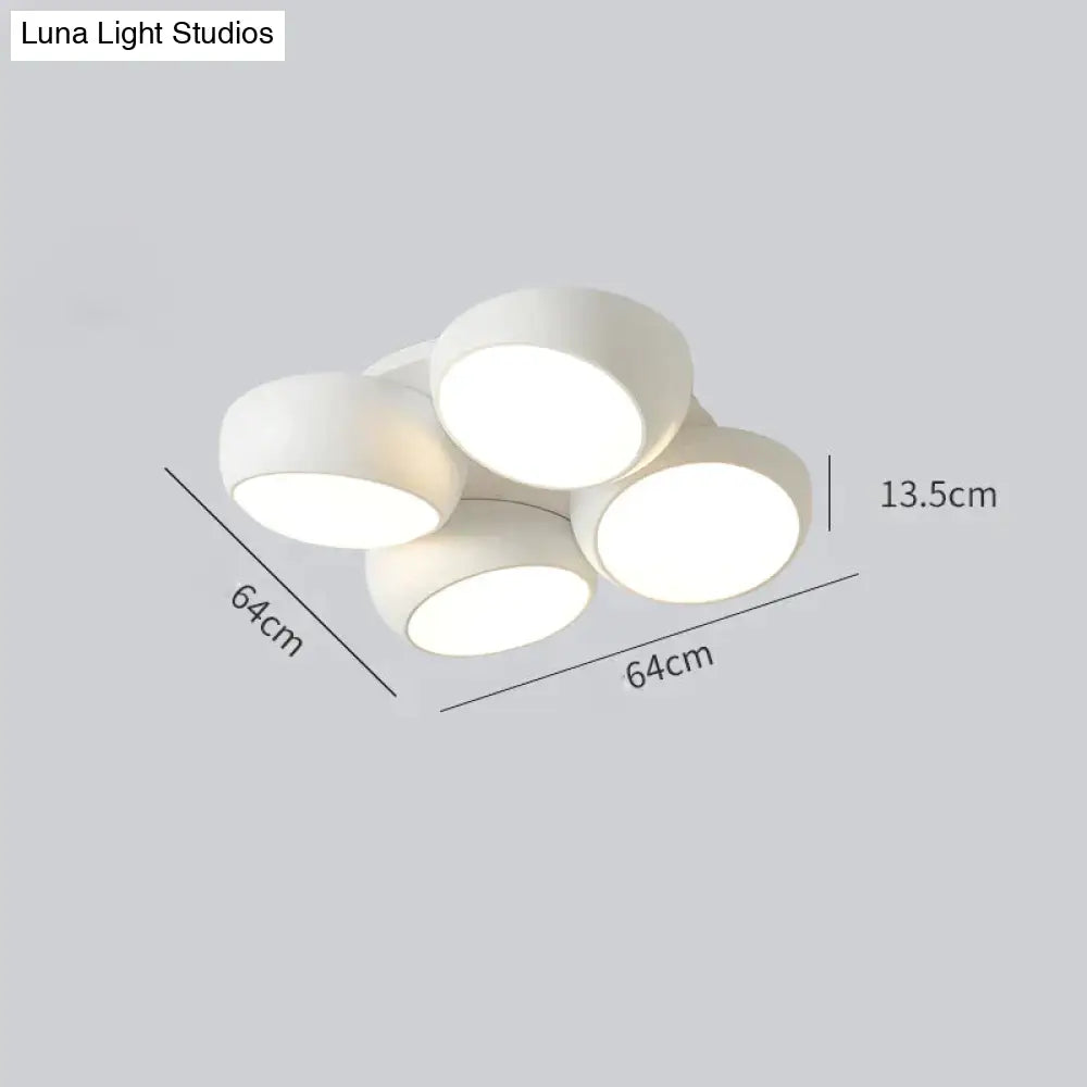 Simple Modern Atmosphere Living Room Bedroom Ceiling Lamp White / 4 Heads Tri-Color Light