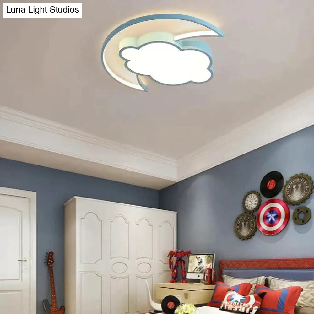 Simple Modern Bedroom Cloud Ceiling Lamp Blue / White Light
