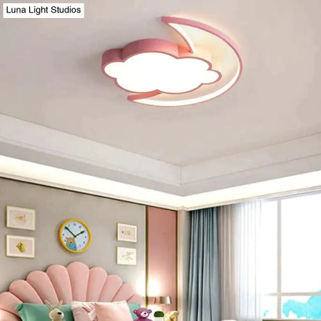 Simple Modern Bedroom Cloud Ceiling Lamp Pink / White Light
