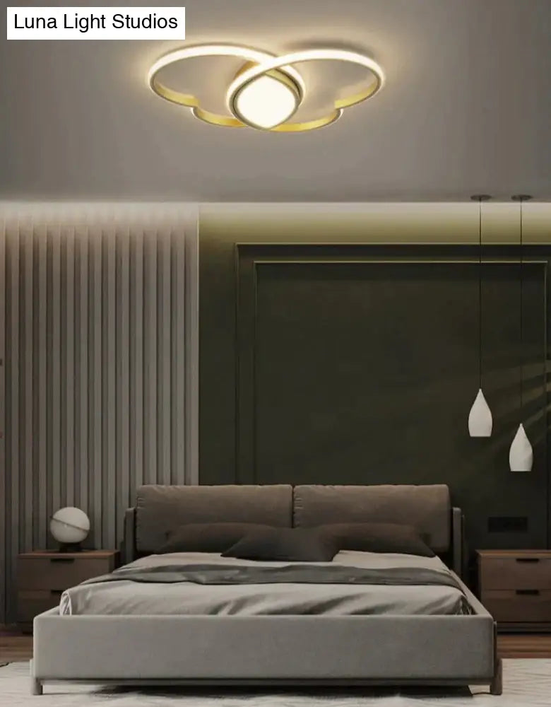 Simple Modern Bedroom Room Butterfly Copper Ceiling Lamp