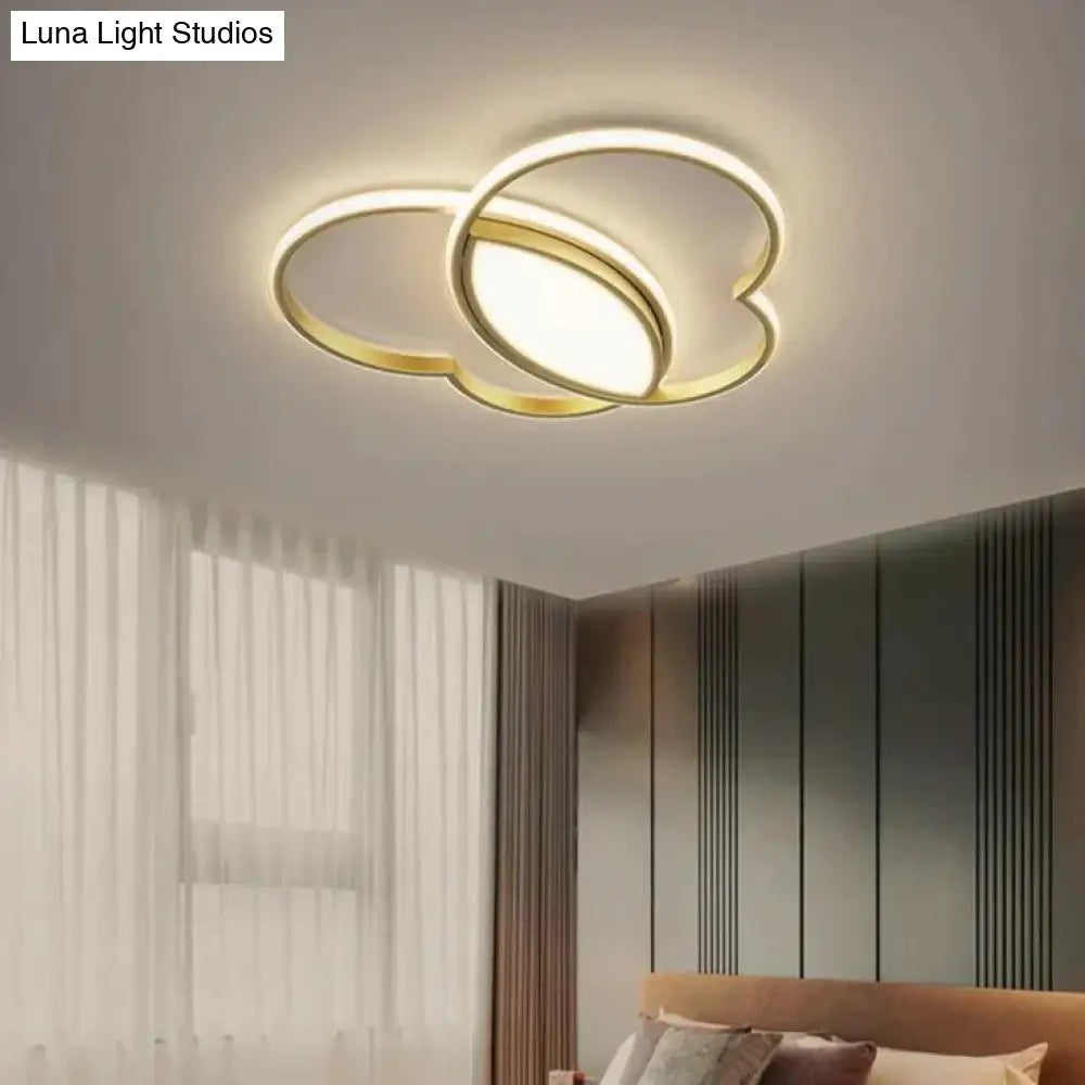 Simple Modern Bedroom Room Butterfly Copper Ceiling Lamp