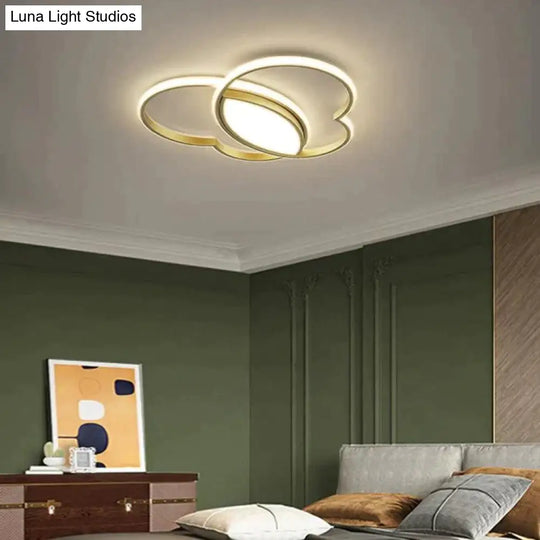 Simple Modern Bedroom Room Butterfly Copper Ceiling Lamp