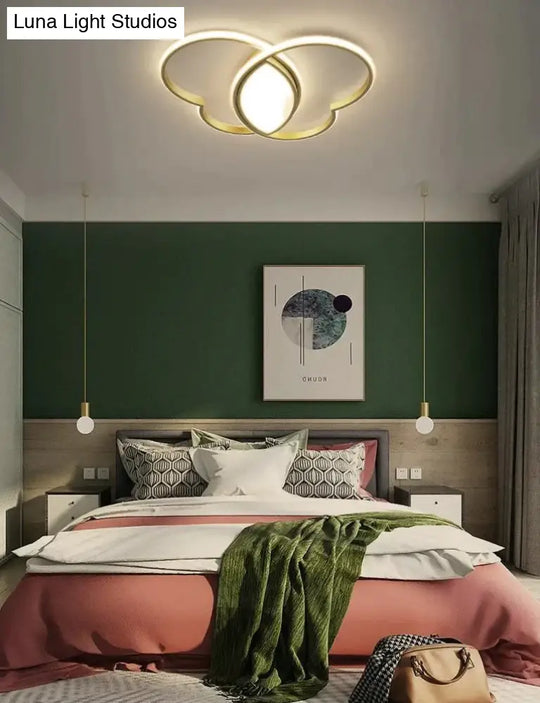 Simple Modern Bedroom Room Butterfly Copper Ceiling Lamp