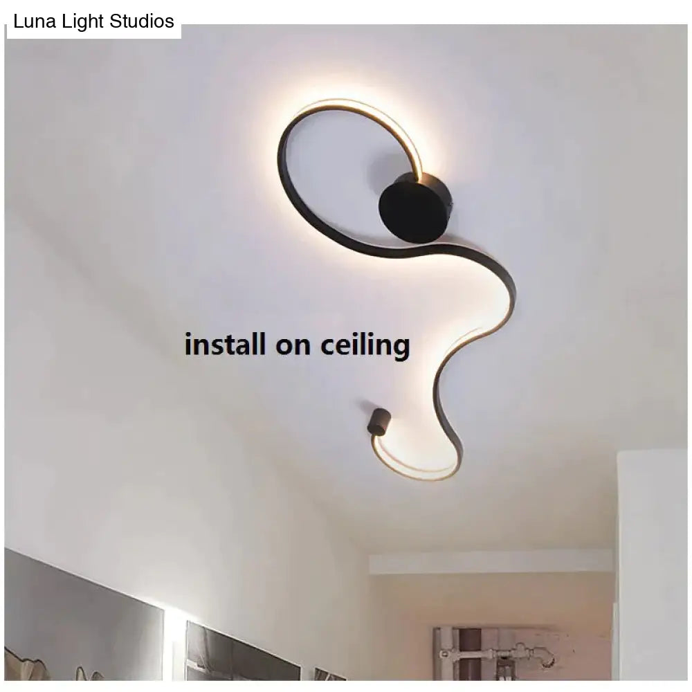 Simple Modern Led Ceiling Light Black&White Body Lustres Led Lamp Living Room Bedroom Beside Room