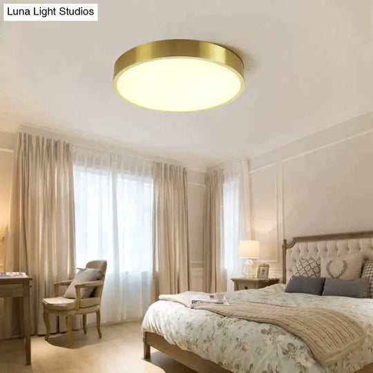 Simple Modern Nordic Corridor Copper Round Led Ceiling Lamp