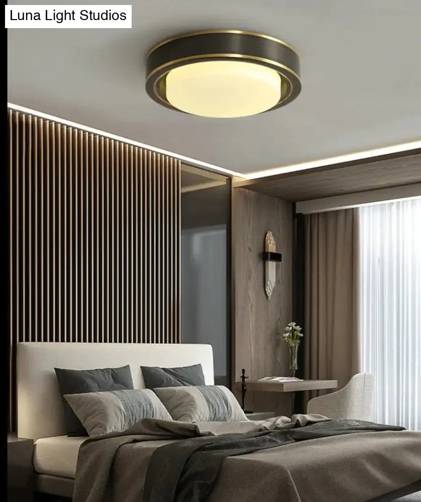 Simple Modern Room Living Black Copper Ceiling Lamp