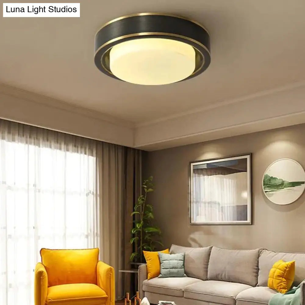 Simple Modern Room Living Black Copper Ceiling Lamp