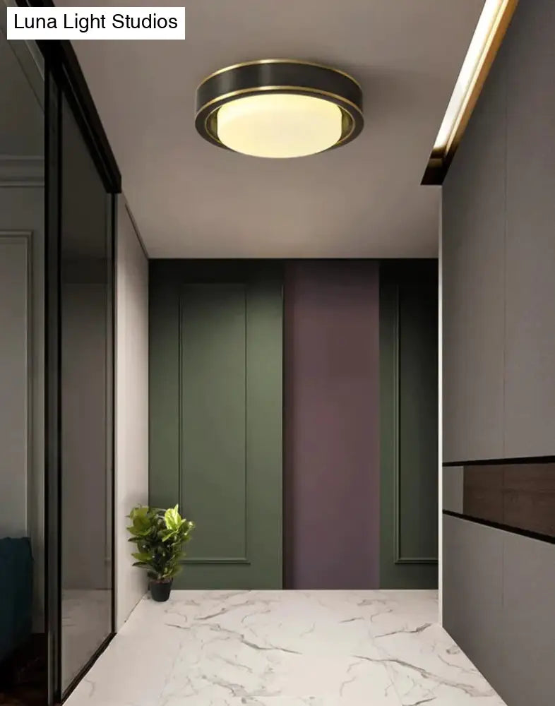 Simple Modern Room Living Black Copper Ceiling Lamp