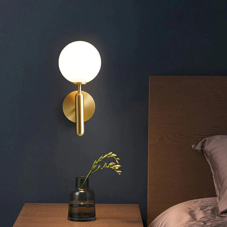 Simple Nordic Modern Bedroom Bedside Copper Wall Lamp