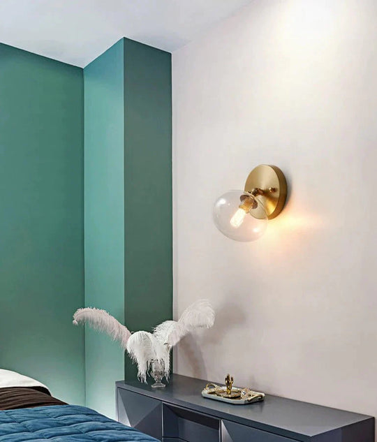 Simple Nordic Wind Bedroom Bedside Corridor Copper Wall Lamp