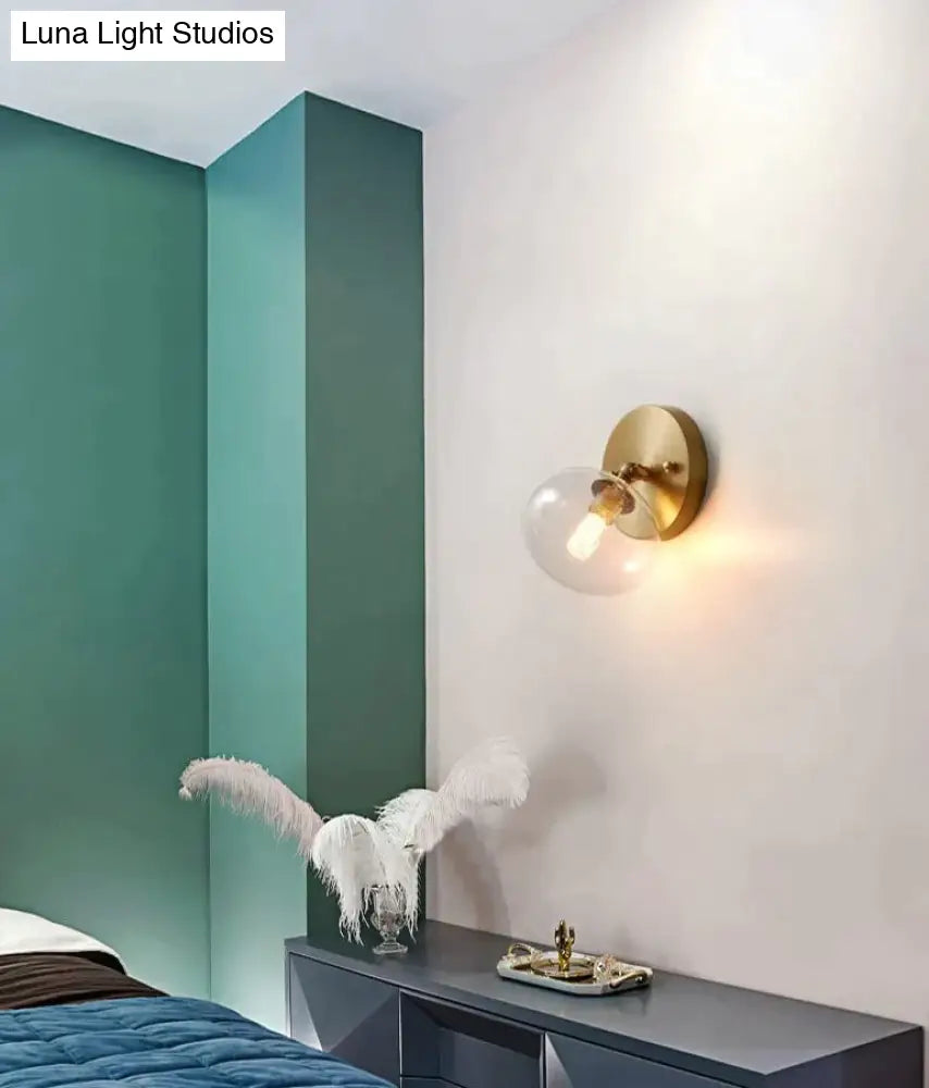 Simple Nordic Wind Bedroom Bedside Corridor Copper Wall Lamp Lamps