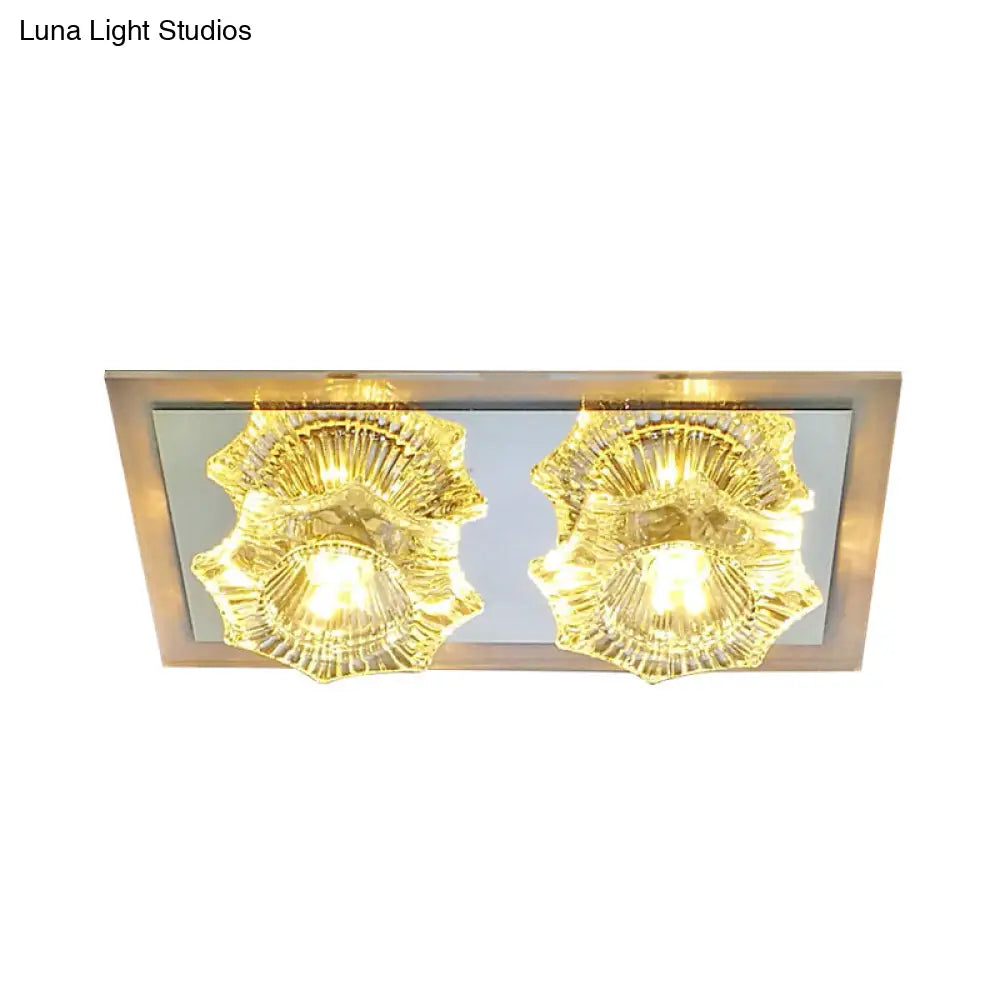 Simple Octagon Led Clear Glass Flush Mount Ceiling Lighting Fixture