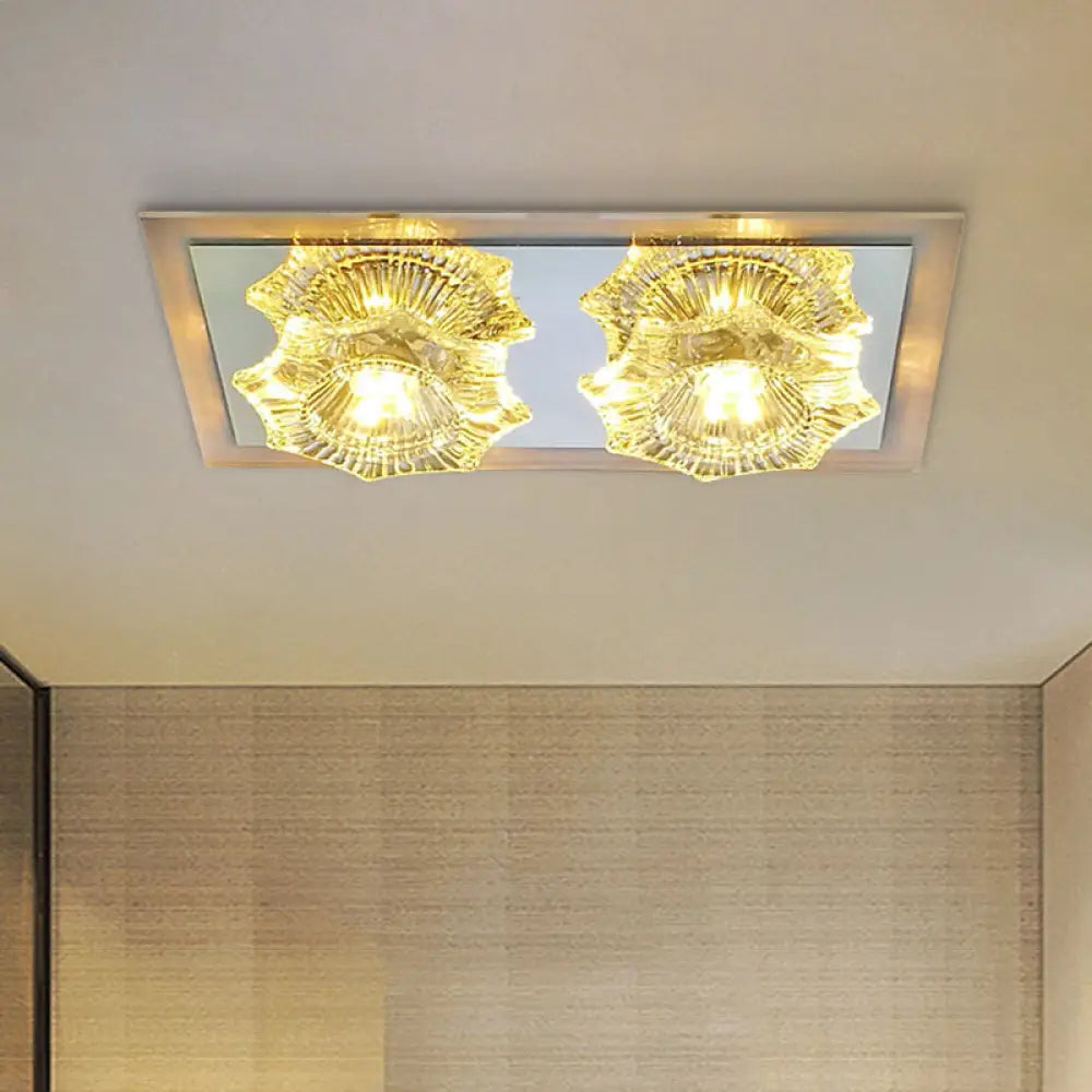 Simple Octagon Led Clear Glass Flush Mount Ceiling Lighting Fixture