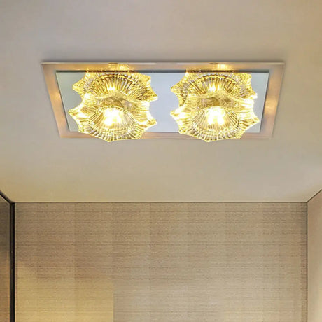 Simple Octagon Led Clear Glass Flush Mount Ceiling Lighting Fixture