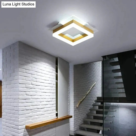 Simple Personality Corridor Cloakroom Ceiling Lamp Square-26Cm / White Light