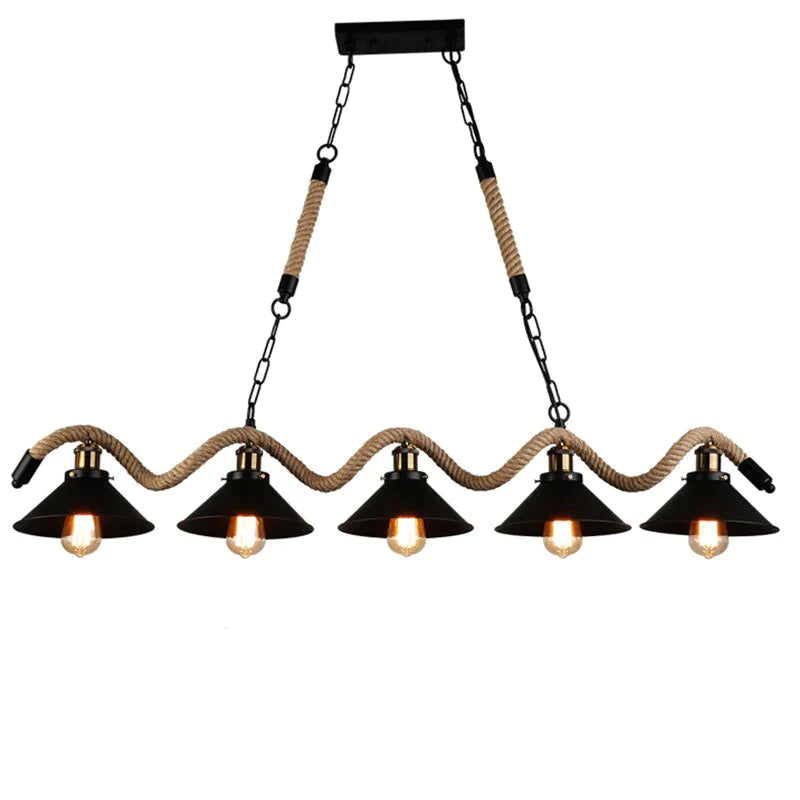 Simple retro led chandelier Nordic hemp rope cafe chandelier modern novelty American bar restaurant chandelier ceiling