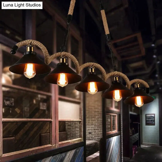 Simple Retro Led Chandelier Nordic Hemp Rope Cafe Modern Novelty American Bar Restaurant Ceiling