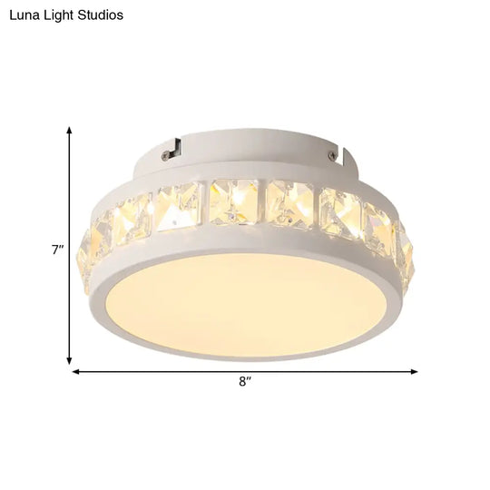 Simple Round Corridor Ceiling Lamp With Beveled Crystal Led Flush Mount Light