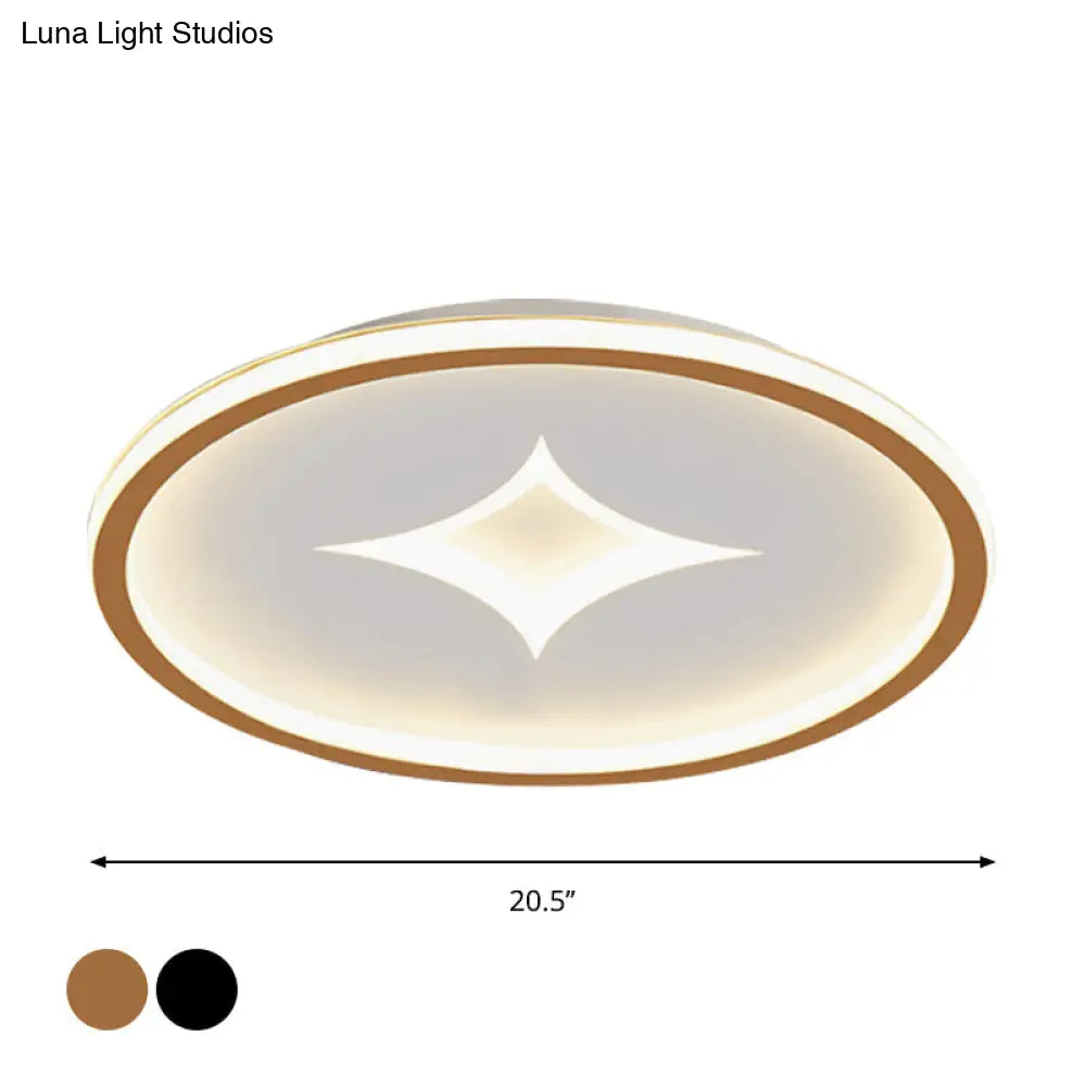 Simple Round Flush Mount Lamp: Acrylic Black/Gold Led Lighting Warm/White Light For Bedroom