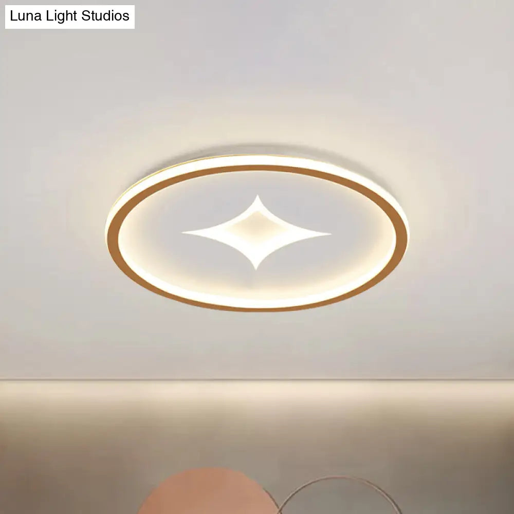 Simple Round Flush Mount Lamp: Acrylic Black/Gold Led Lighting Warm/White Light For Bedroom