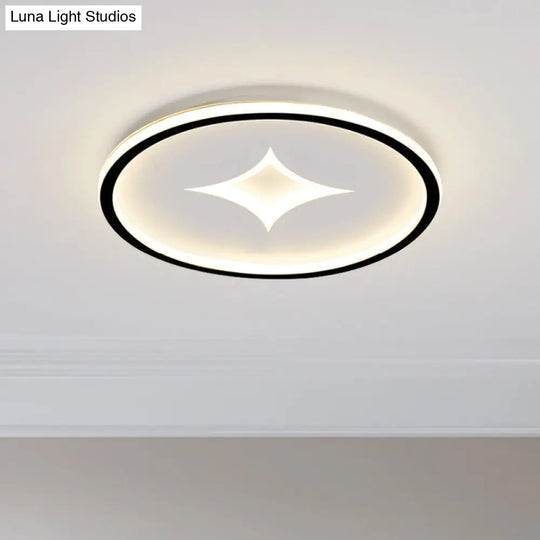 Simple Round Flush Mount Lamp: Acrylic Black/Gold Led Lighting Warm/White Light For Bedroom