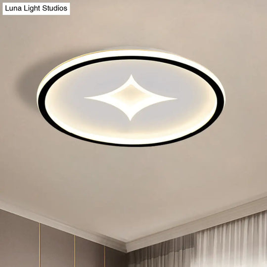 Simple Round Flush Mount Lamp: Acrylic Black/Gold Led Lighting Warm/White Light For Bedroom Black /