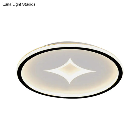 Simple Round Flush Mount Lamp: Acrylic Black/Gold Led Lighting Warm/White Light For Bedroom