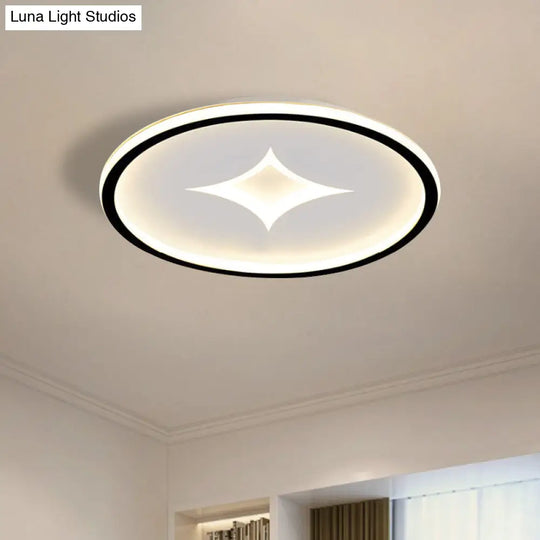 Simple Round Flush Mount Lamp: Acrylic Black/Gold Led Lighting Warm/White Light For Bedroom