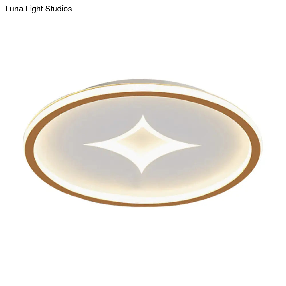 Simple Round Flush Mount Lamp: Acrylic Black/Gold Led Lighting Warm/White Light For Bedroom