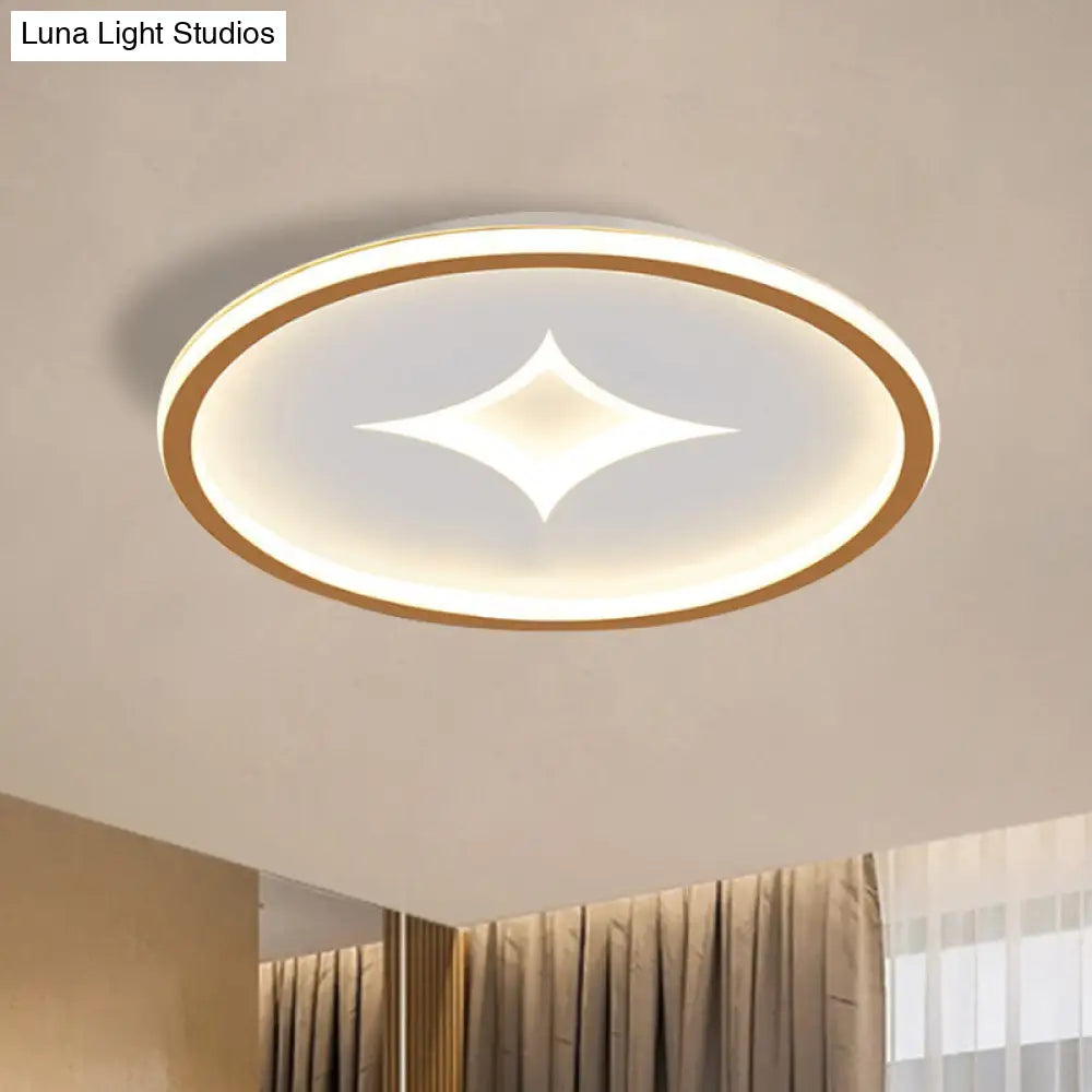 Simple Round Flush Mount Lamp: Acrylic Black/Gold Led Lighting Warm/White Light For Bedroom Gold /
