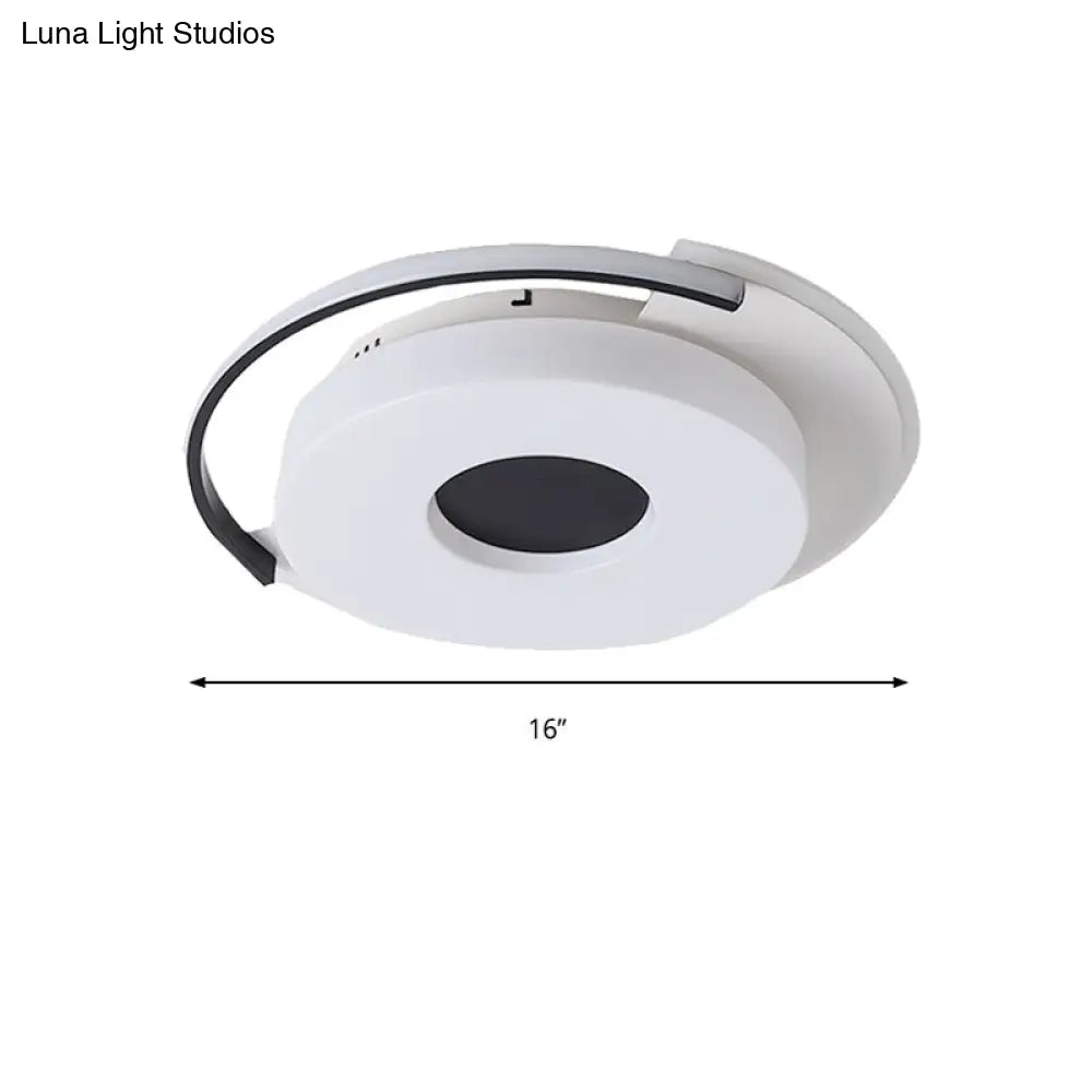 Simple Round/Square Flush Ceiling Light: 16/19.5 Wide Acrylic Shaded Black And White Fixture - Light
