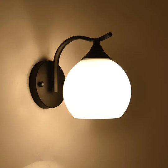 Simple Satin Opal Glass Wall Sconce Light Fixture For Corridor Mounting 1 / Black