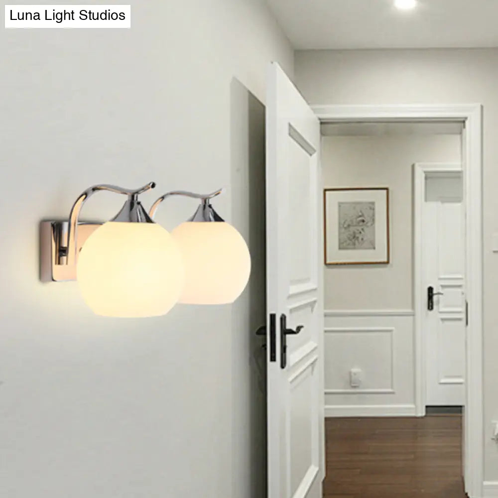 Simple Satin Opal Glass Wall Sconce Light Fixture For Corridor Mounting