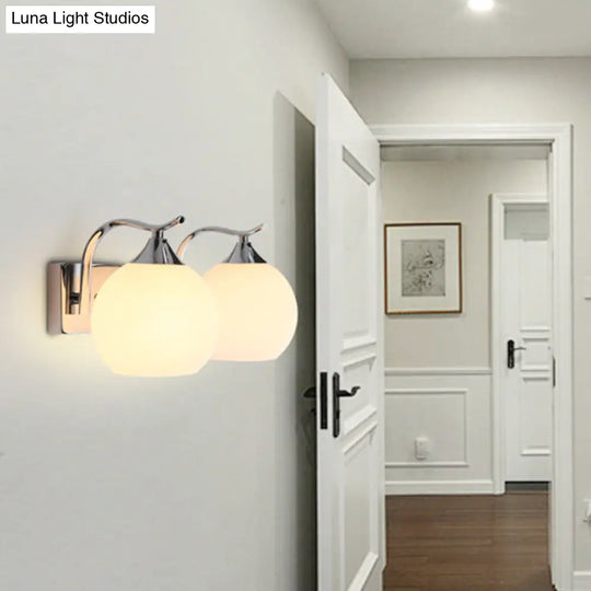 Simple Satin Opal Glass Wall Sconce Light Fixture For Corridor Mounting