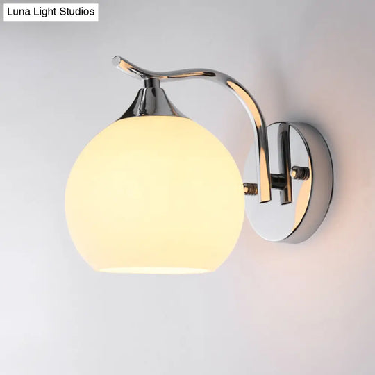 Simple Satin Opal Glass Wall Sconce Light Fixture For Corridor Mounting