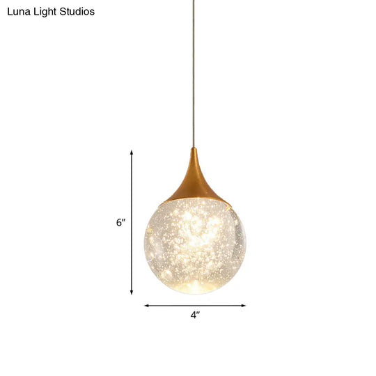 Simple Seeded Crystal Ball Bedroom Suspension Lighting Coffee Hanging Lamp