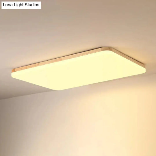 Simple & Slim Beige Led Ceiling Light In Square/Rectangle Shape For Living Room -