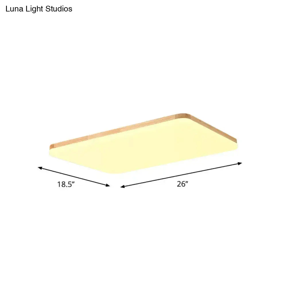 Simple & Slim Beige Led Ceiling Light In Square/Rectangle Shape For Living Room -