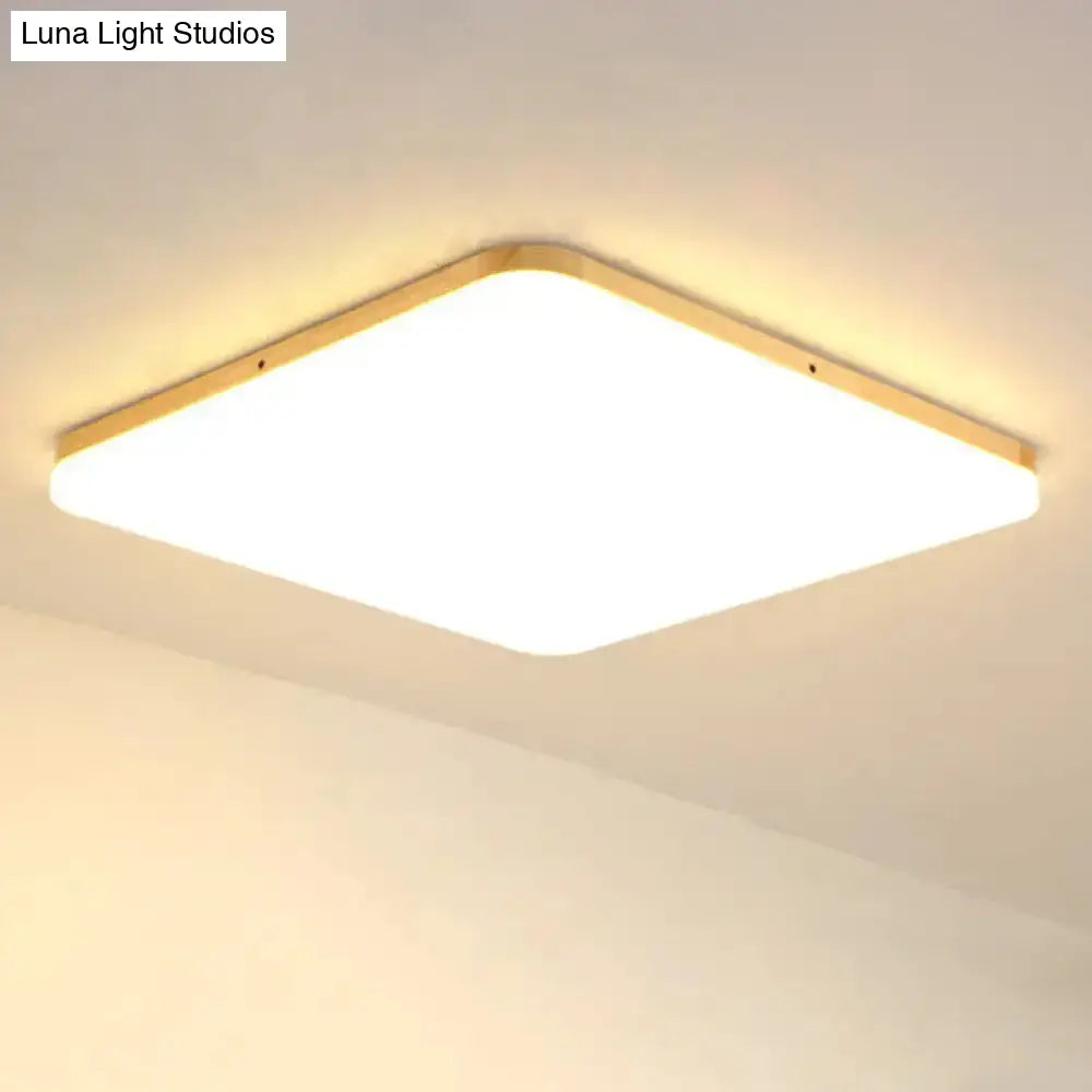 Simple & Slim Beige Led Ceiling Light In Square/Rectangle Shape For Living Room -