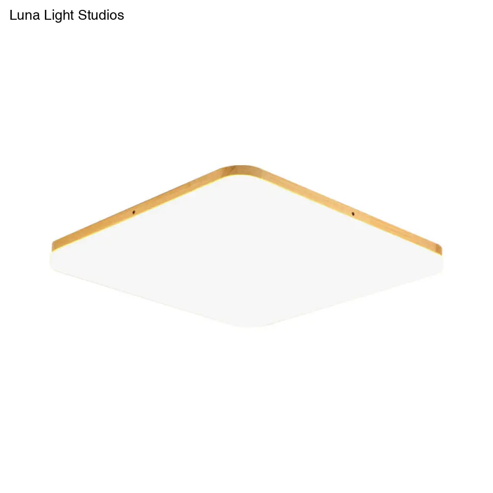 Simple & Slim Beige Led Ceiling Light In Square/Rectangle Shape For Living Room - 13/25/37.5 Width