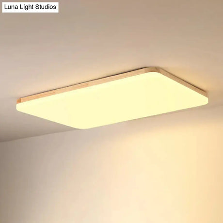 Simple & Slim Beige Led Ceiling Light In Square/Rectangle Shape For Living Room -
