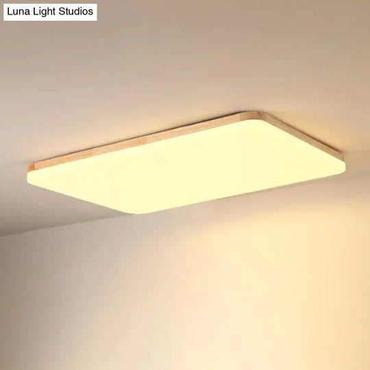 Simple & Slim Beige Led Ceiling Light In Square/Rectangle Shape For Living Room -