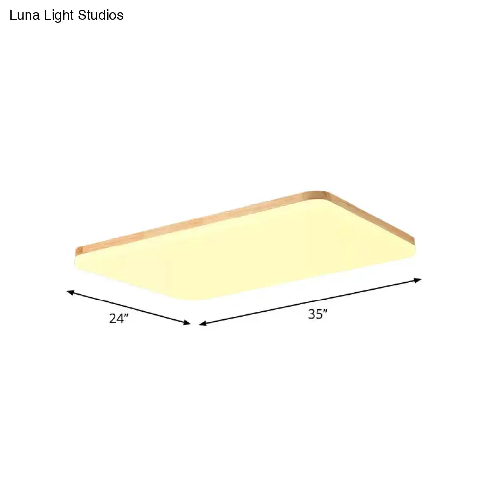 Simple & Slim Beige Led Ceiling Light In Square/Rectangle Shape For Living Room -