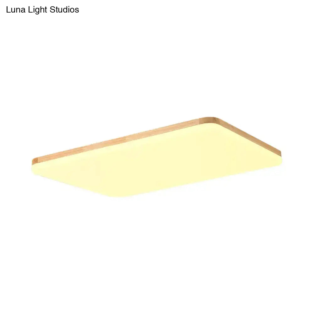 Simple & Slim Beige Led Ceiling Light In Square/Rectangle Shape For Living Room -