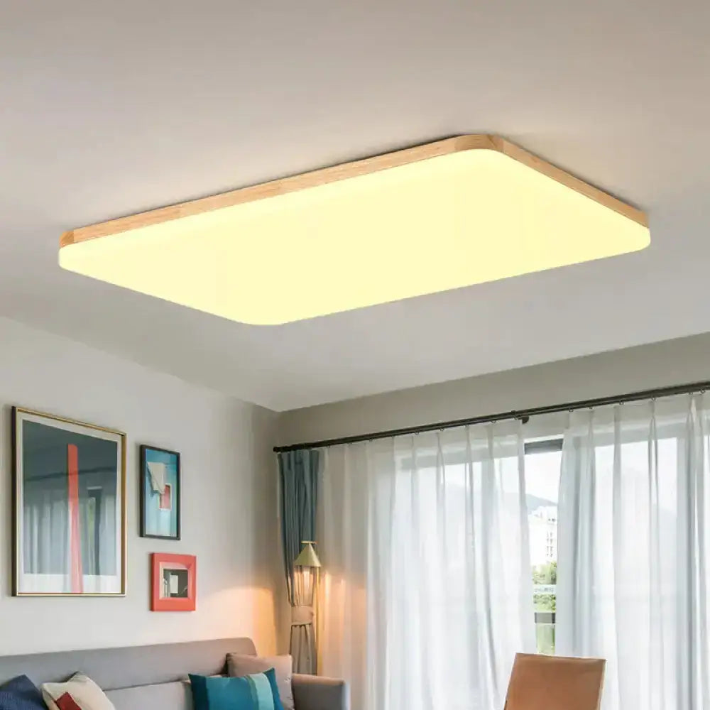 Simple & Slim Beige Led Ceiling Light In Square/Rectangle Shape For Living Room -