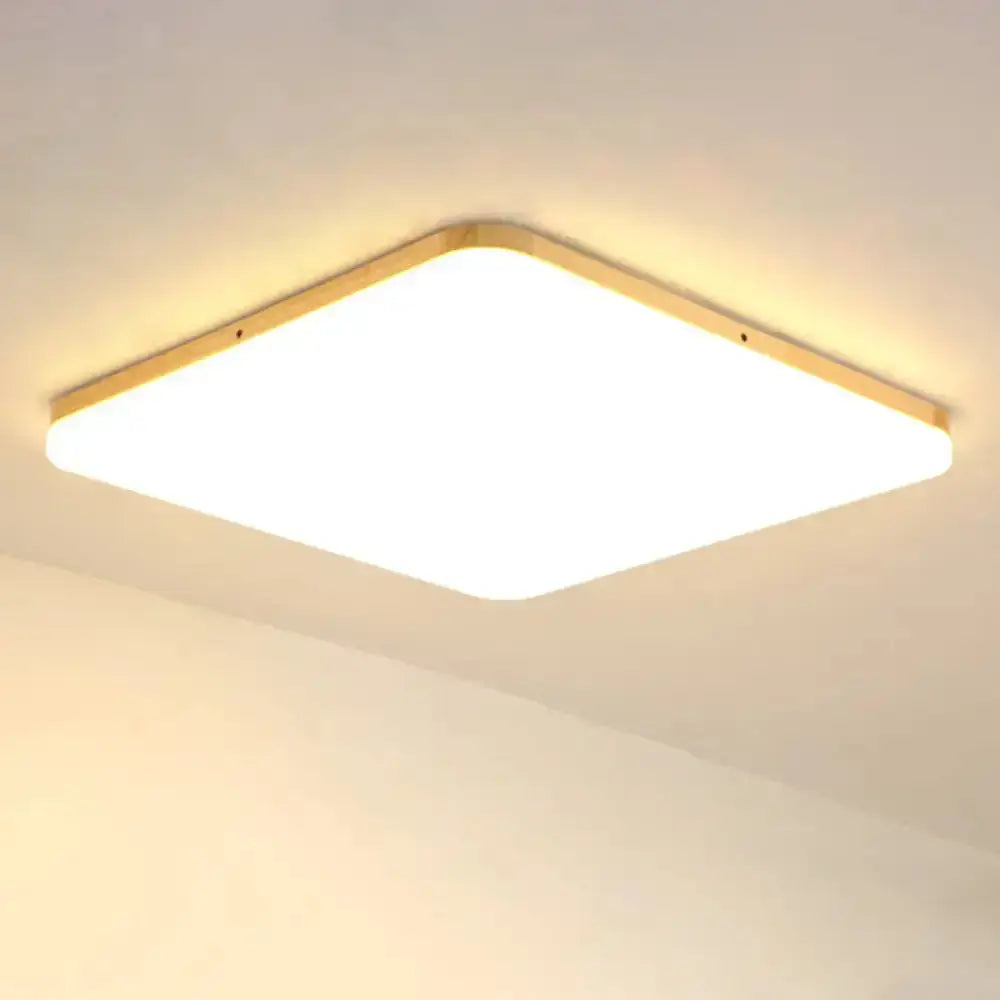 Simple & Slim Beige Led Ceiling Light In Square/Rectangle Shape For Living Room -